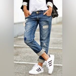 Level 99 x Sarah Jessica Parker Sarah Boho Boyfriend Jeans Distressed Denim